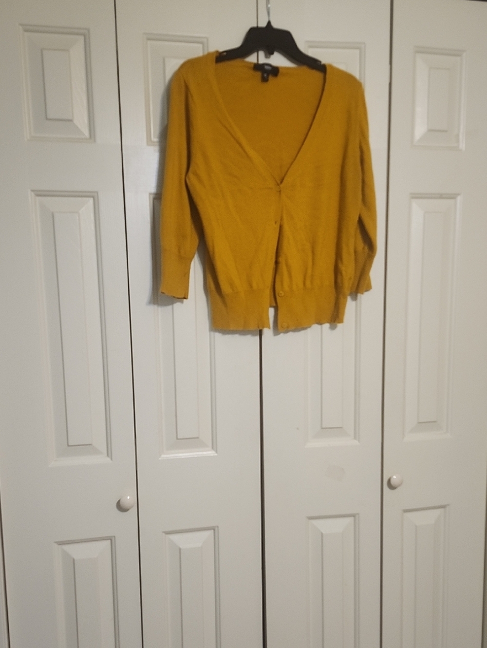 Mustard V-Neck Button Cardigan Sweater - Women